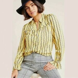 ANTHROPOLOGIE | MAEVE Fredericka Dachshund Novelty Button Top Women’s Size 0